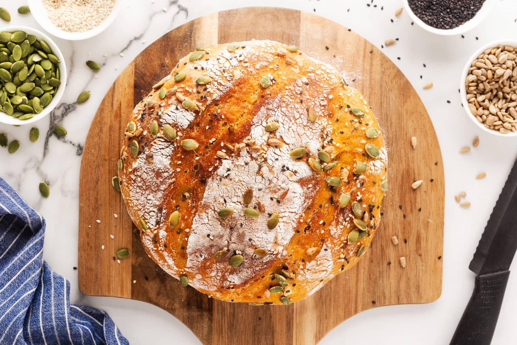 Overhead shot of the bread. 