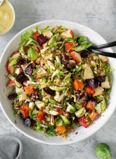 Fall Harvest Salad in a white bowl