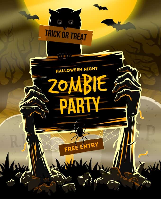 Zombie Party Halloween invitations