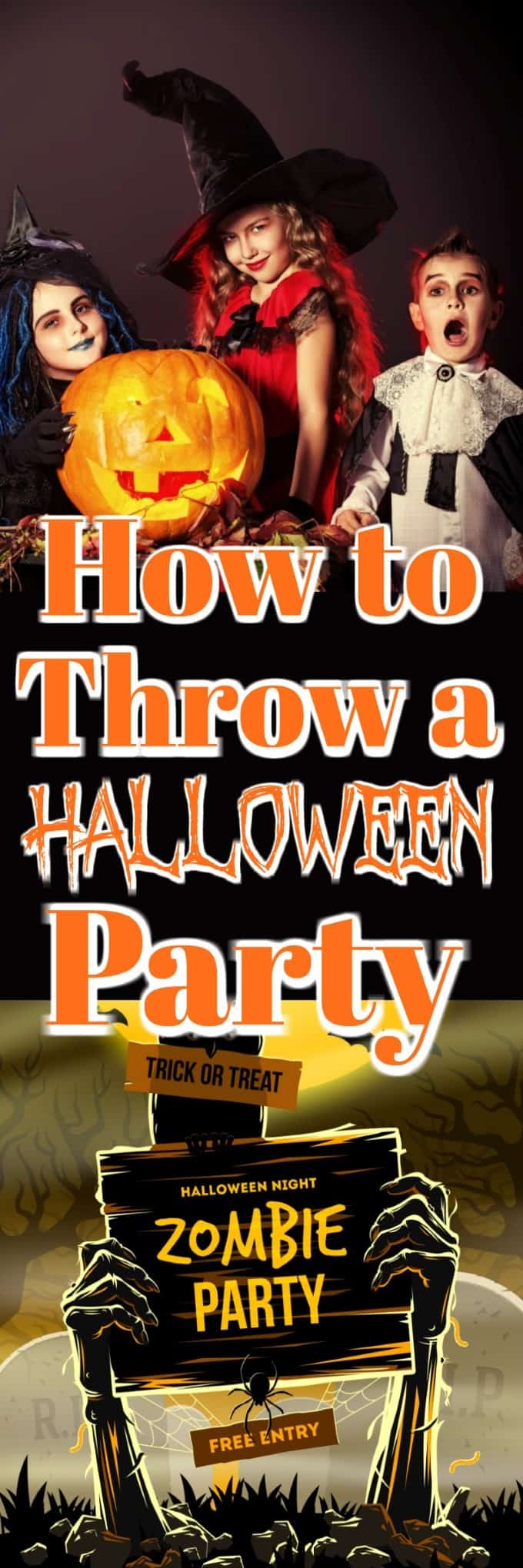 How to Throw a Halloween Party will help guide you through the activities, food, costumes, decor, music and more!! #HalloweenParty #Halloween