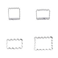 4 Metal Cookie Cutter Set Wavy Rectangle Square Ripple Biscuit Pastry Fondant Gingerbread Cake Mold