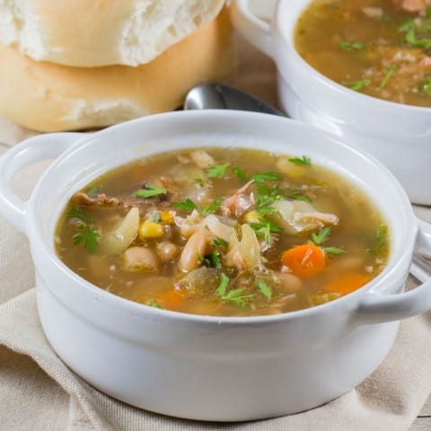 Ham Bone Soup (Slow Cooker) is perfect to make after a big holiday ham!!