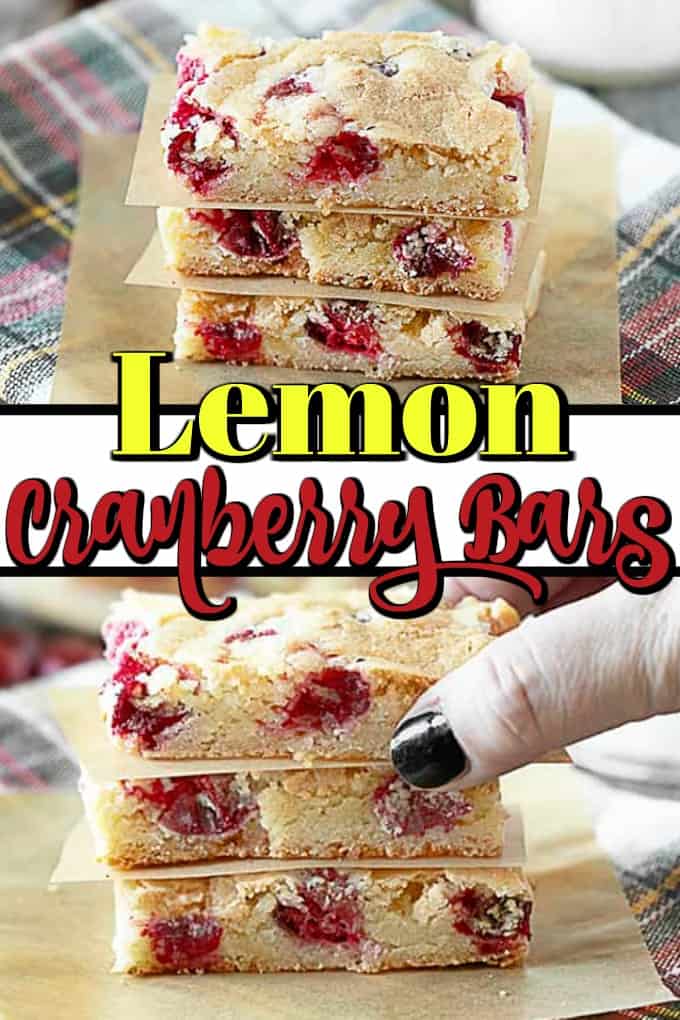 These Lemon Cranberry Bars are brownie-like in nature and are perfect for holiday entertaining!! #cranberrybars #lemon #holidaybaking