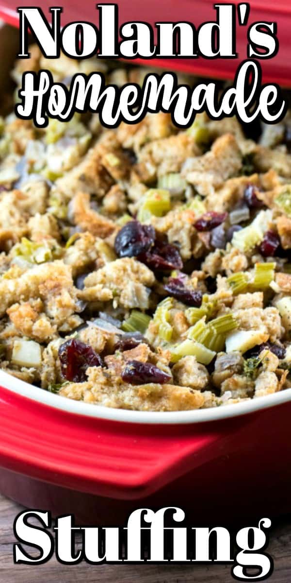 Noland's Homemade Stuffing Recipe can now be on your table for the holidays!! Stuffing is a carb lovers dream but everyone can indulge a little over the holidays!! #stuffing #recipe #casserole #holidays