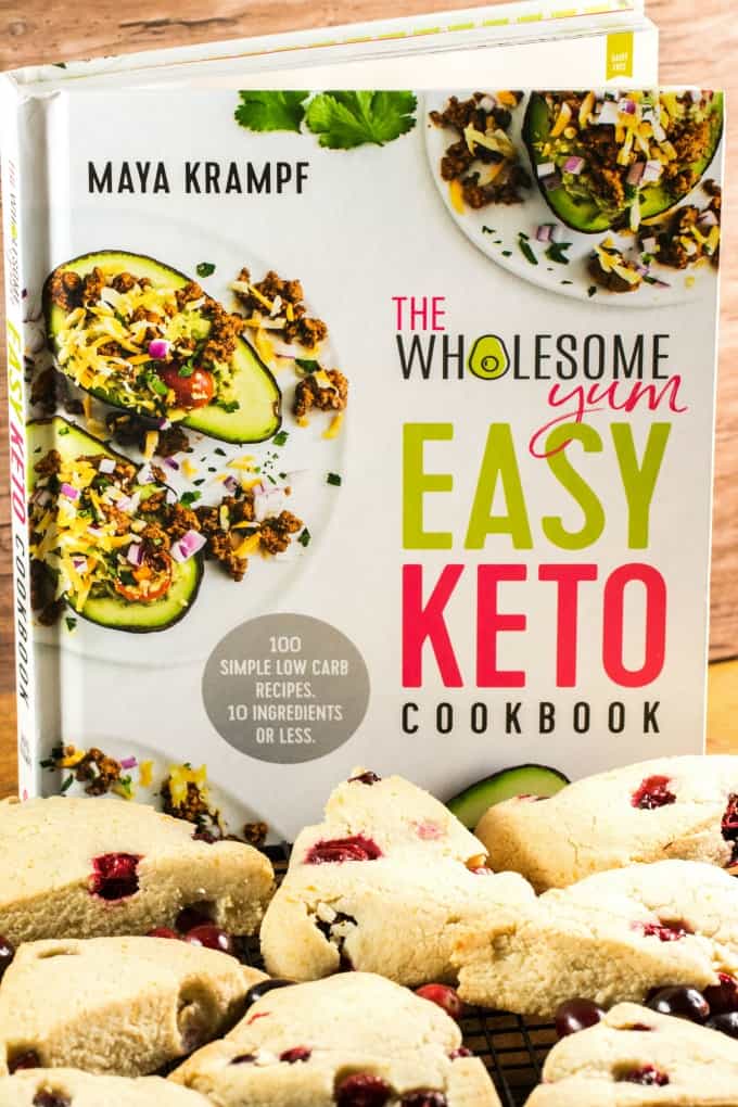 The Easy Keto Cookbook with scones in the forefront. 