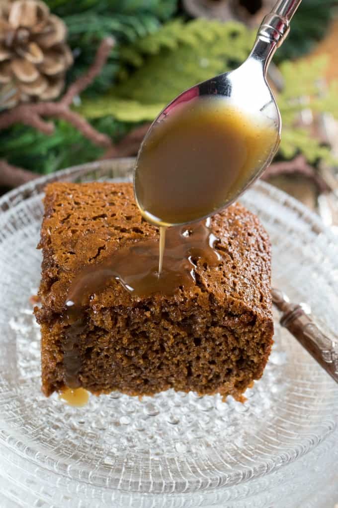 Warm Gingerbread Cake with Lemon Sauce - Oh Sweet Basil