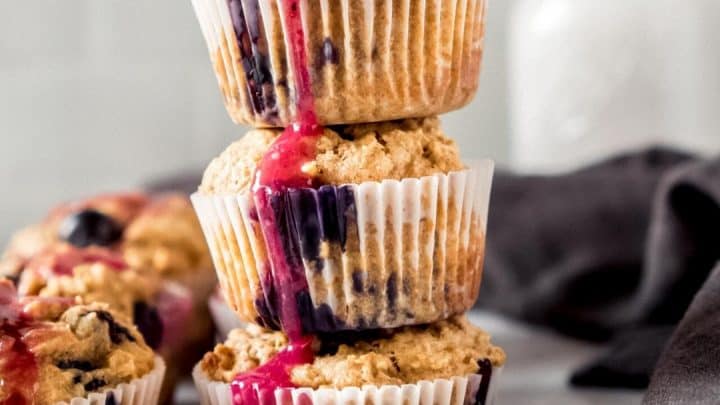 3 muffins stacked on top of each other