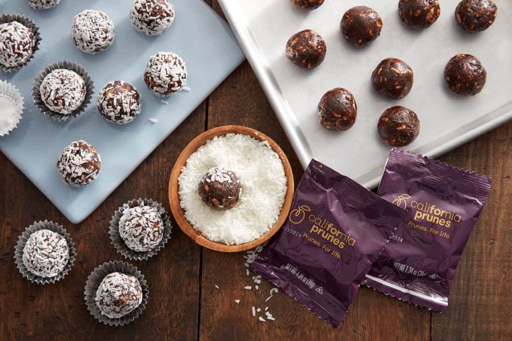 No-Bake California Prune Power Balls in the process or being made