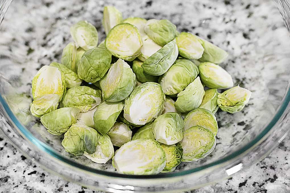 Raw Brussels Sprouts in Bowl