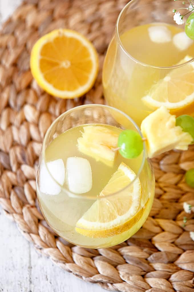 White Grape and Pineapple Spritzer, overhead shot