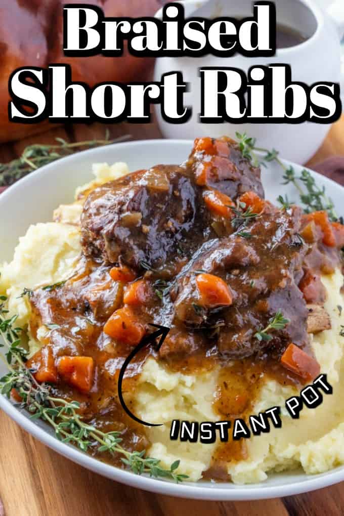Braised Short Ribs are comfort food made easy in an Instant Pot. The meat is tender and falling off the bone and this recipe is restaurant quality. #shortribs #instantpot