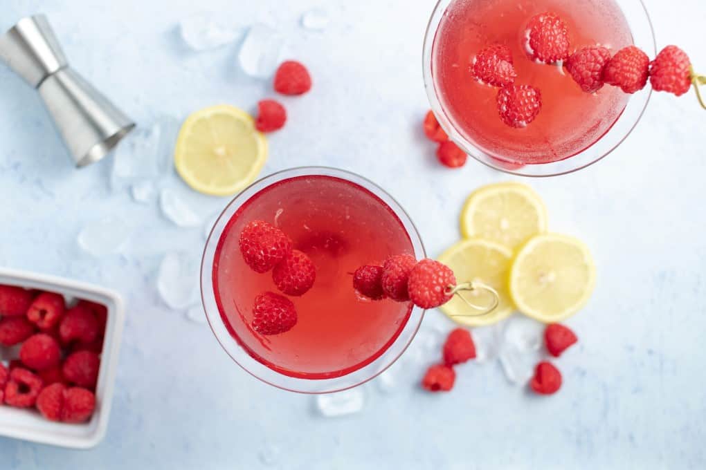 Overhead shot of a Chambord Bramble Cocktail