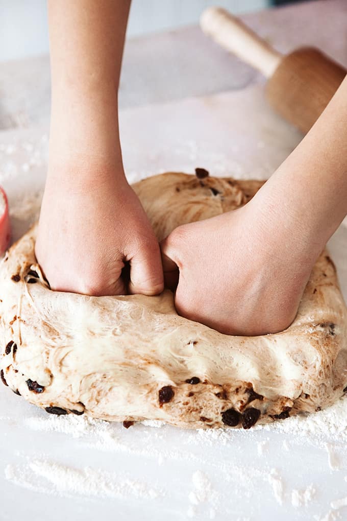 kneading dough for hot crossed buns