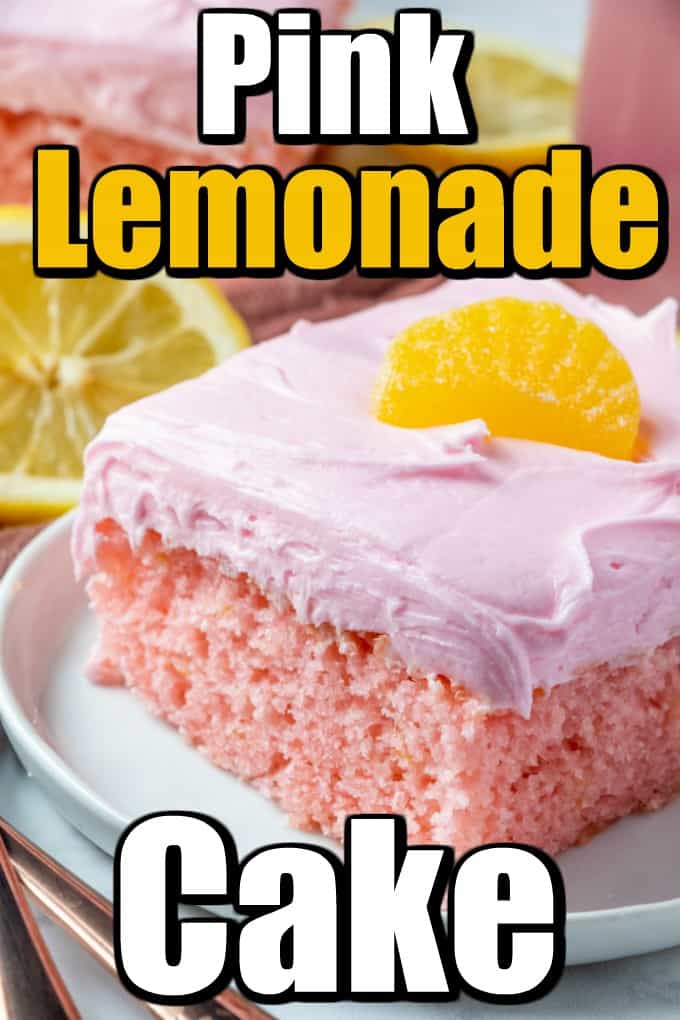 This Pink Lemonade Cake recipe is simply made with a cake mix and pink lemonade concentrate. It is as pretty as it is delicious. #pinklemonade #pinklemonadecake #cake
