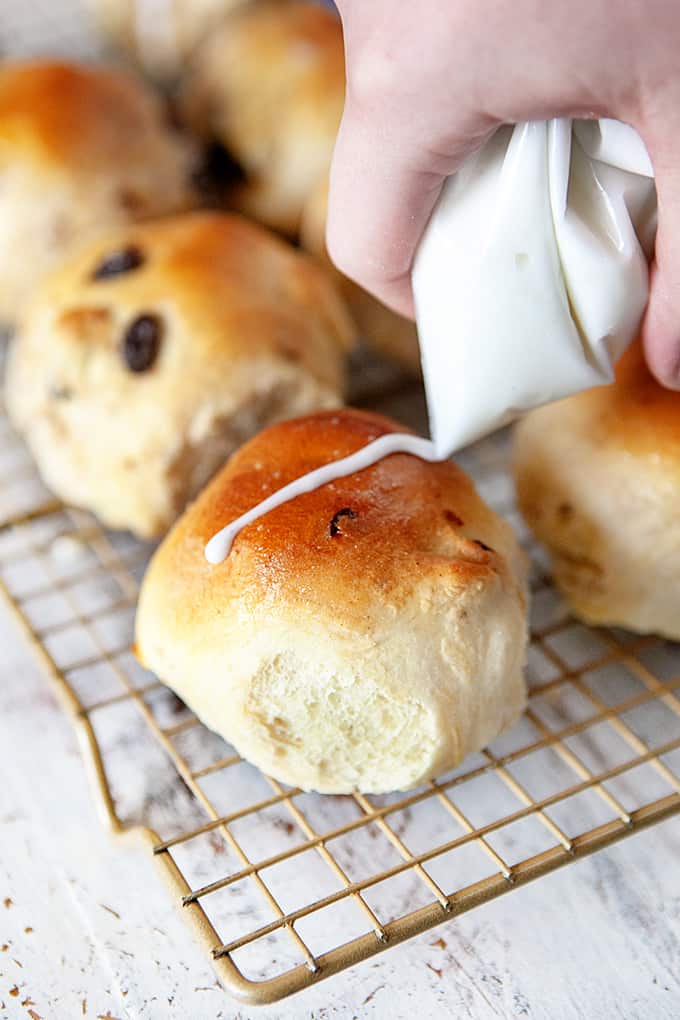 Putting a cross on a Hot Crossed Bun