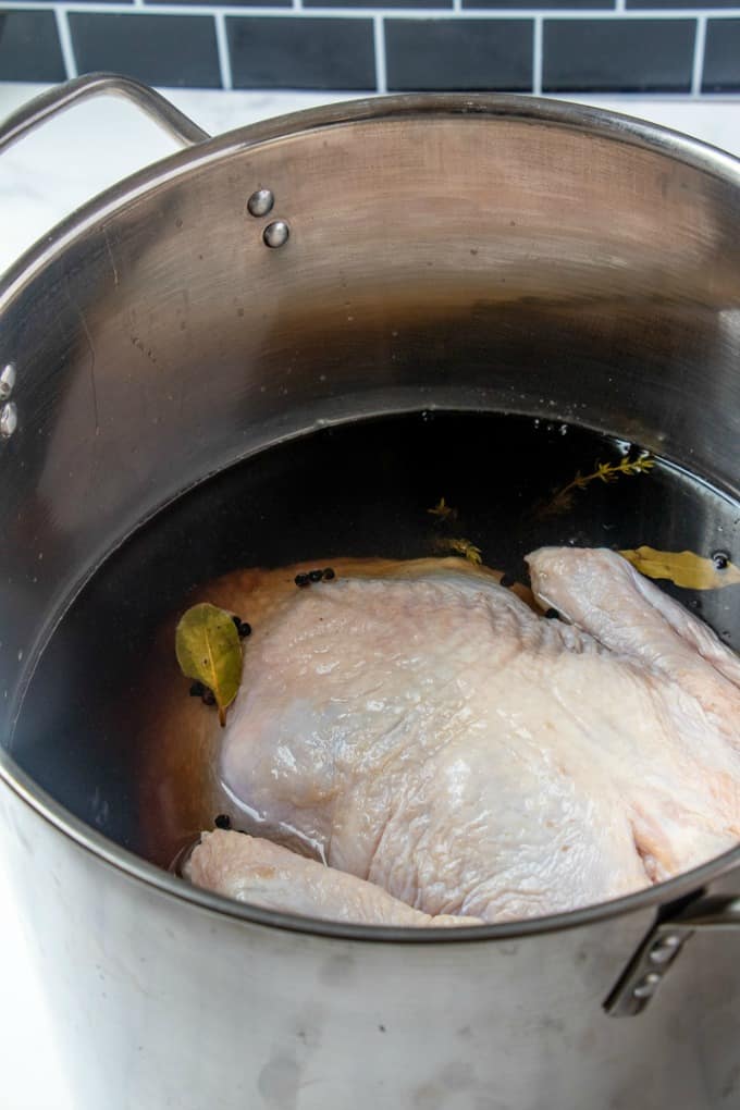 Turkey in a pot in brine