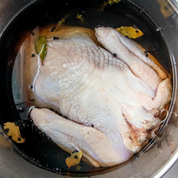 Turkey in a pot in brine