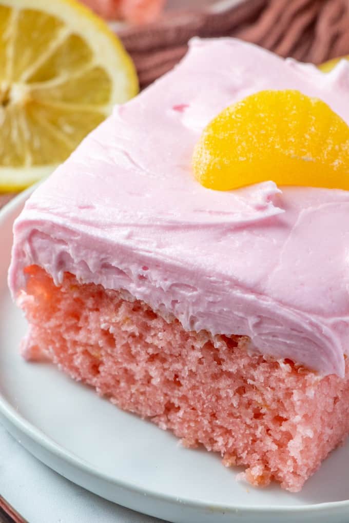 Close up of Pink Lemonade Cake