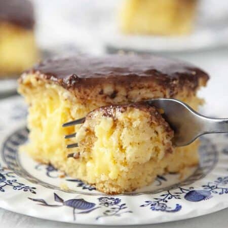 Boston Cream Poke Cake hero.