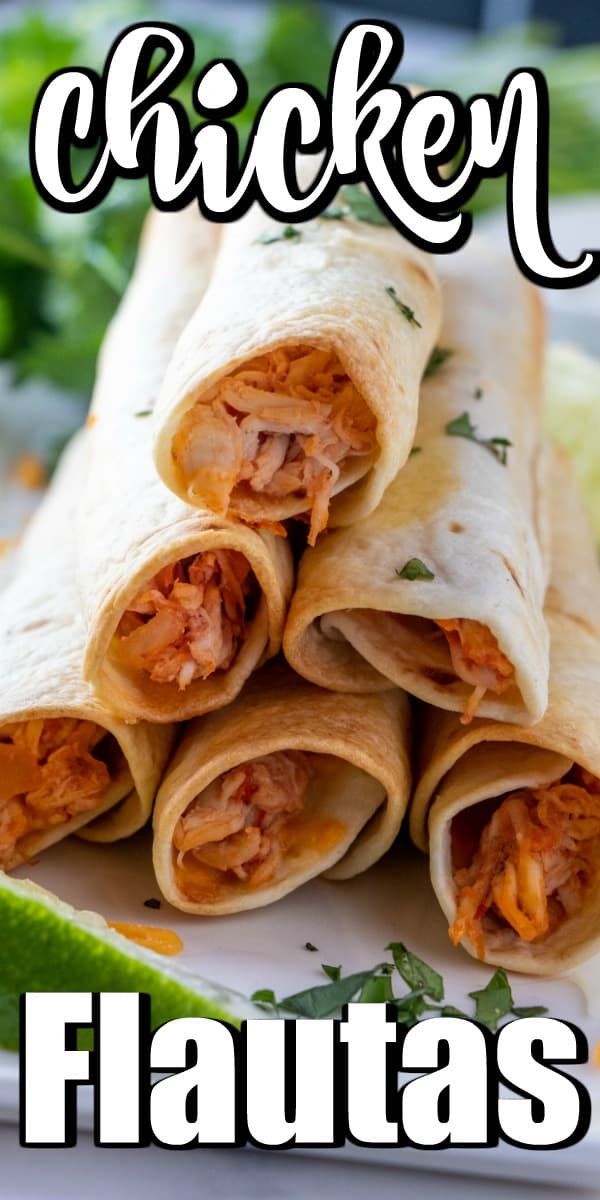 Baked Chicken Flautas (Rolled Tacos) will be a hit with your family and friends for an easy appetizer or wonderful dinner.  #flautas #rolledtacos #taquitos