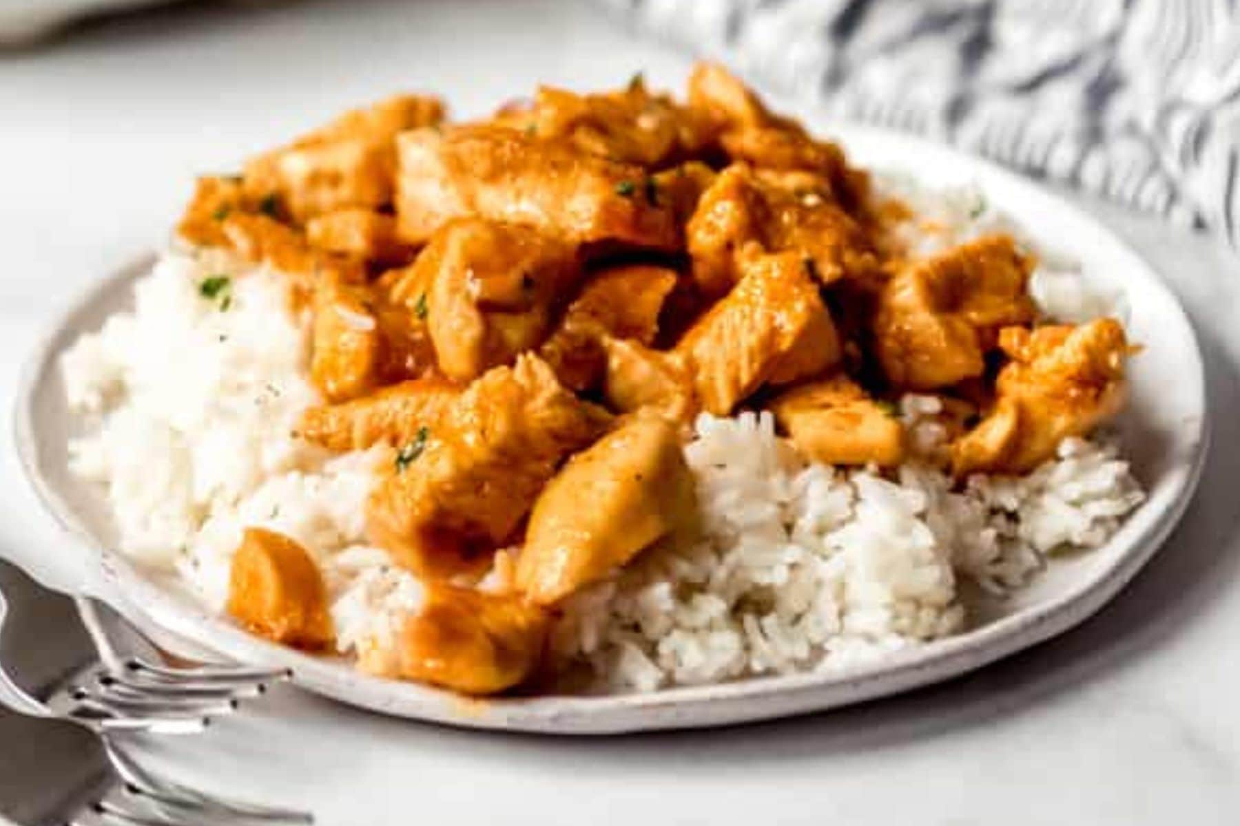 Russian Chicken has tender chunks of chicken baked in an easy and delicious tangy sauce for a simple and satisfying weeknight meal that the whole family will love! Close up of chicken.