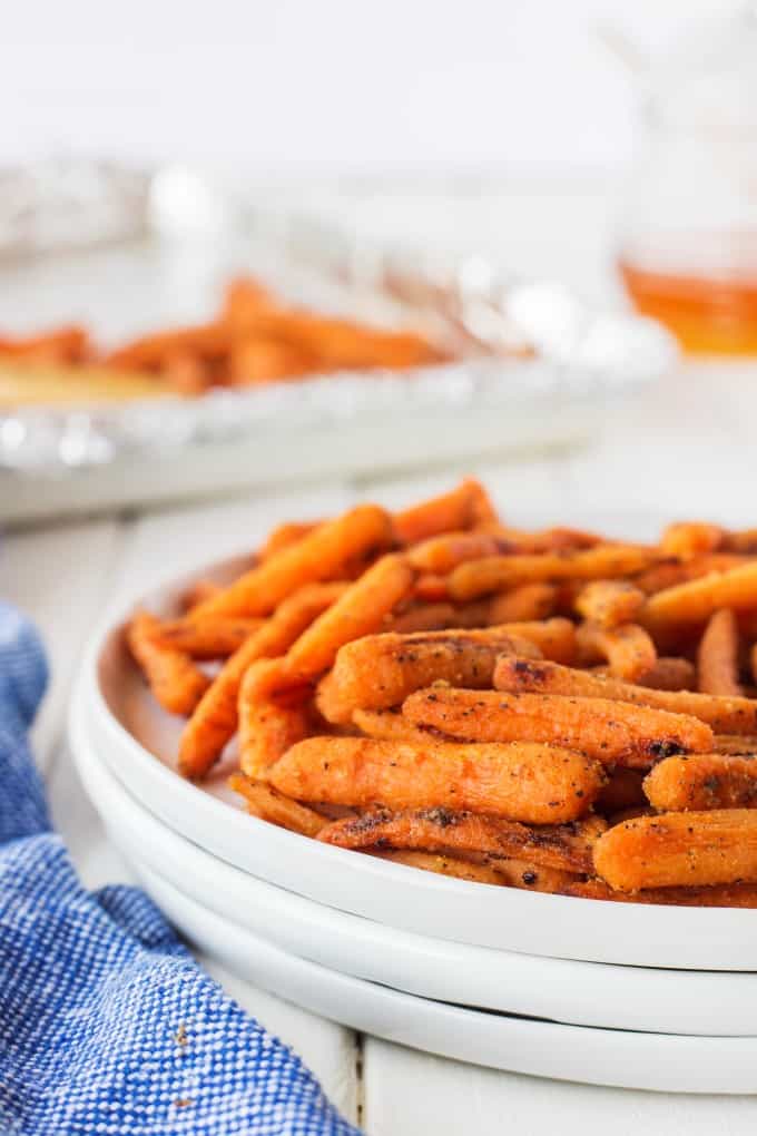 Honey Glazed Dijon Roasted Carrots on a plate!