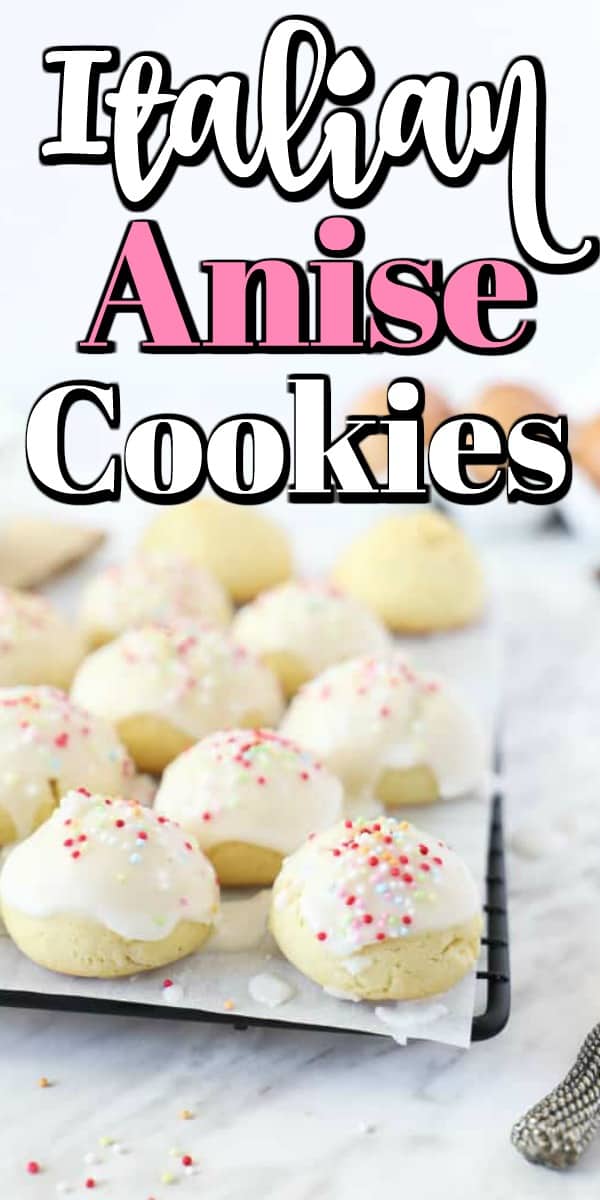 These cute little Italian Anise Cookies are a traditional recipe with a glaze topped with nonpareils. Prepared with simple ingredients from the pantry, these little balls flavoured with anise will become your favorite. #anisecookies #anisette #cookies