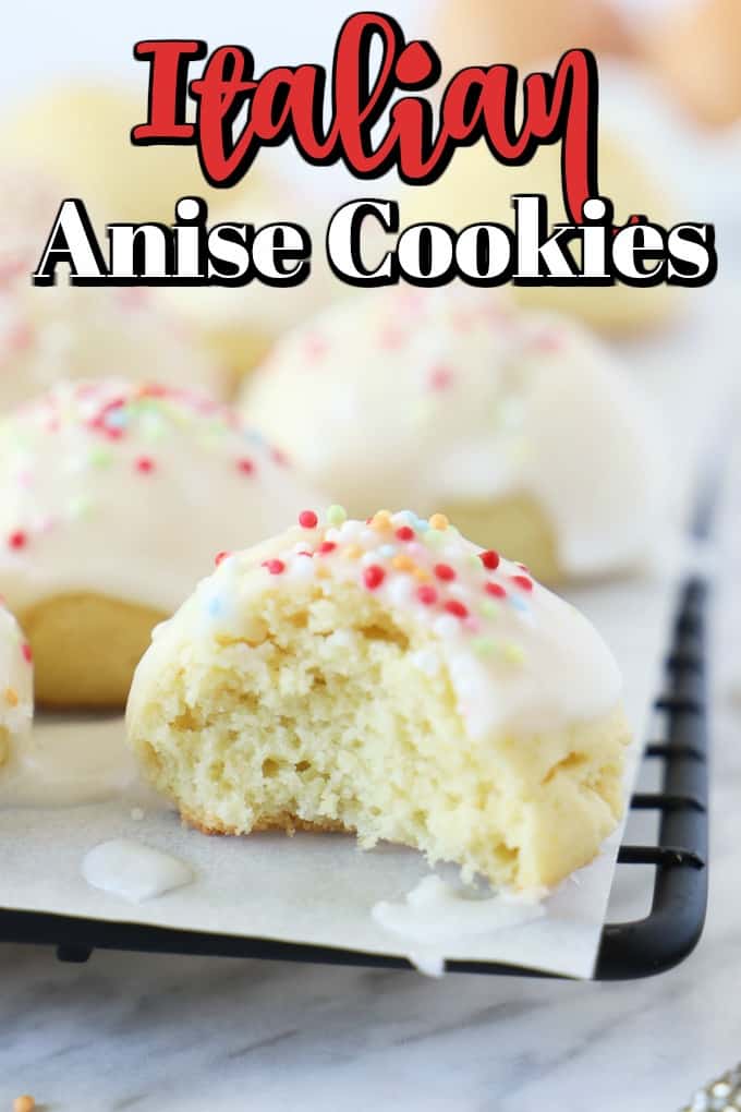 These cute little Italian Anise Cookies are a traditional recipe with a glaze topped with nonpareils. Prepared with simple ingredients from the pantry, these little balls flavoured with anise will become your favorite. #anisecookies #anisette #cookies