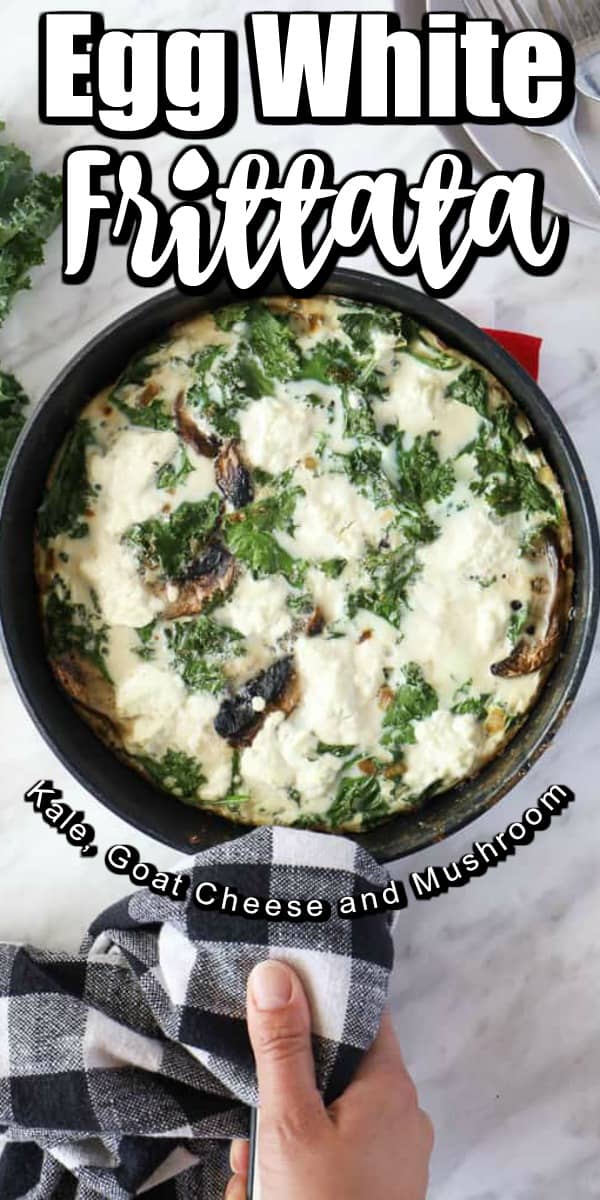 This nutritious egg white frittata is going to wake up your taste buds! Made with healthy ingredients such as the egg whites, kale and mushrooms, the goat cheese is the extra flavour that brings it all together. #frittata #eggwhitefrittata