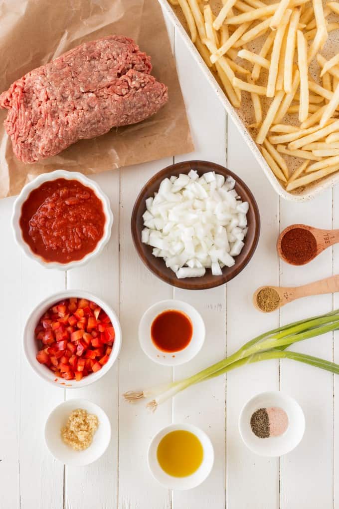 Ingredients for Chili Cheese Fries