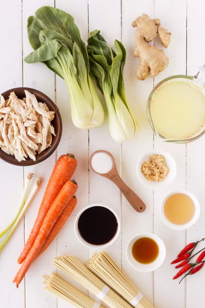 Ingredients for Chinese Chicken Noodle Soup