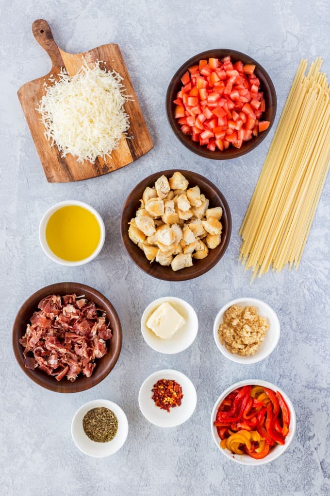 Ingredients for Garlic Chicken Pasta with Prosciutto