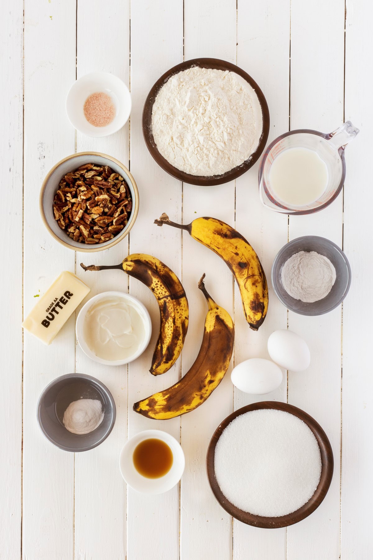 Ingredients for banana bread.