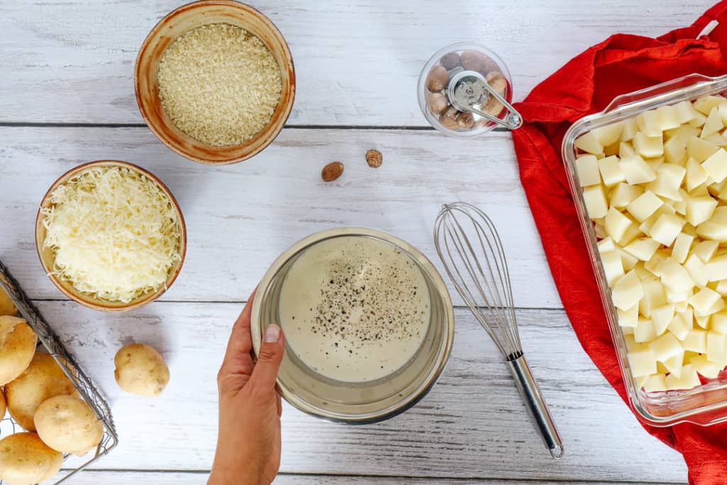 Ingredienser til Delmonico kartofler