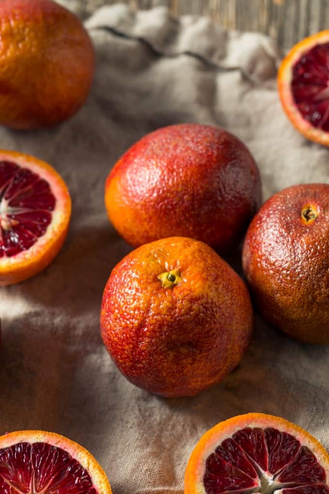 Raw Organic Red Blood Oranges in a Bunch