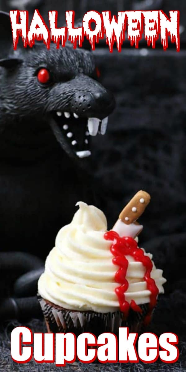 Red Velvet Halloween Cupcakes Pin