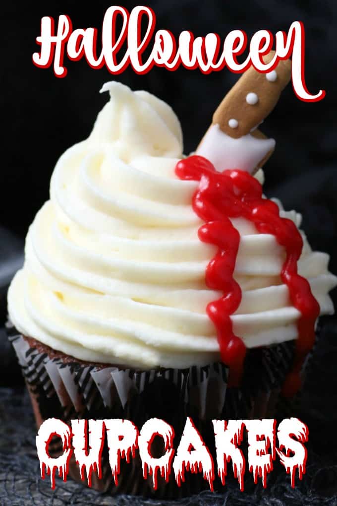 Red Velvet Halloween Cupcakes Pin