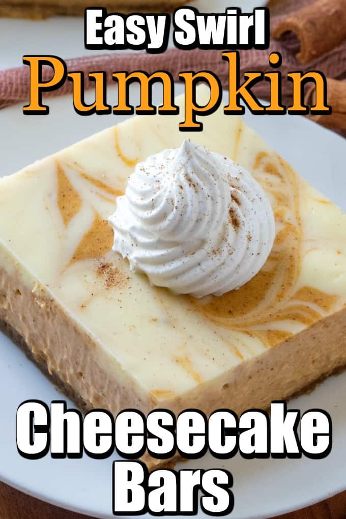 Easy Swirl Pumpkin Cheesecake Bars Pin