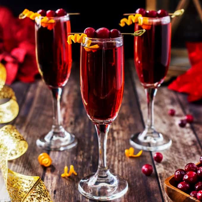Square photo of poinsettia drinks