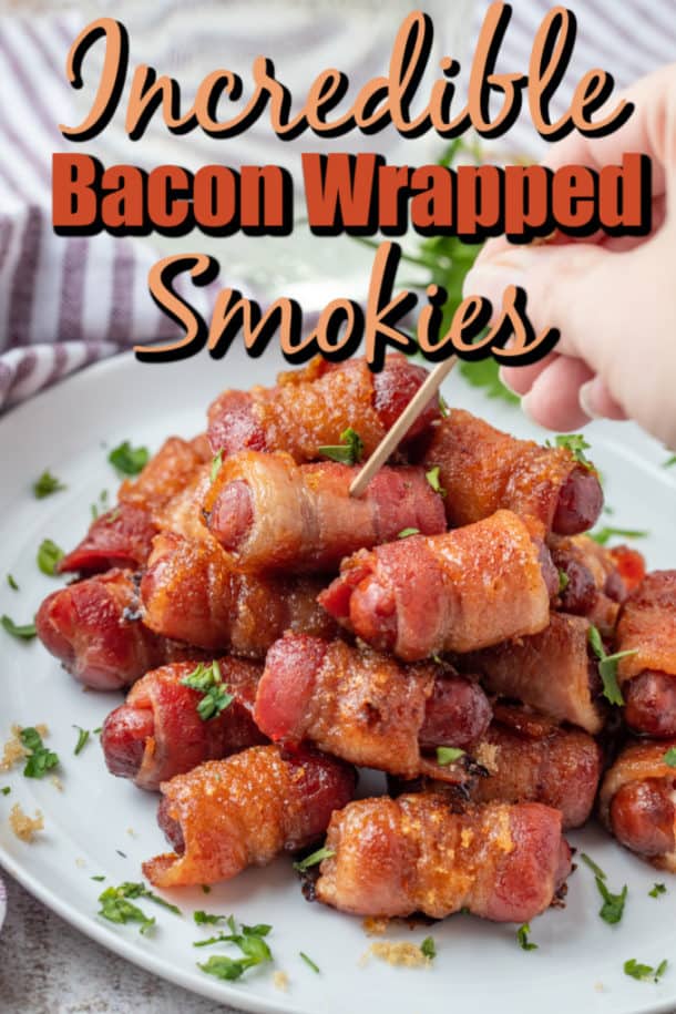 Brown Sugar Bacon Wrapped Smokies - Noshing With the Nolands