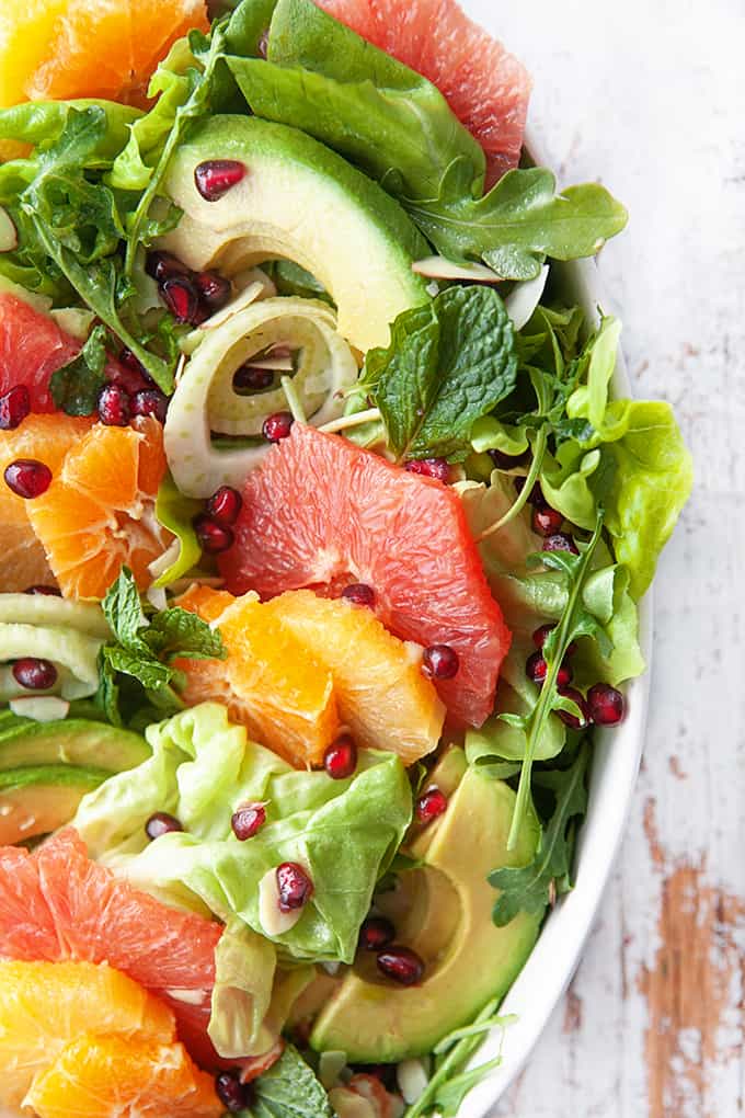 Close up of a winter citrus salad