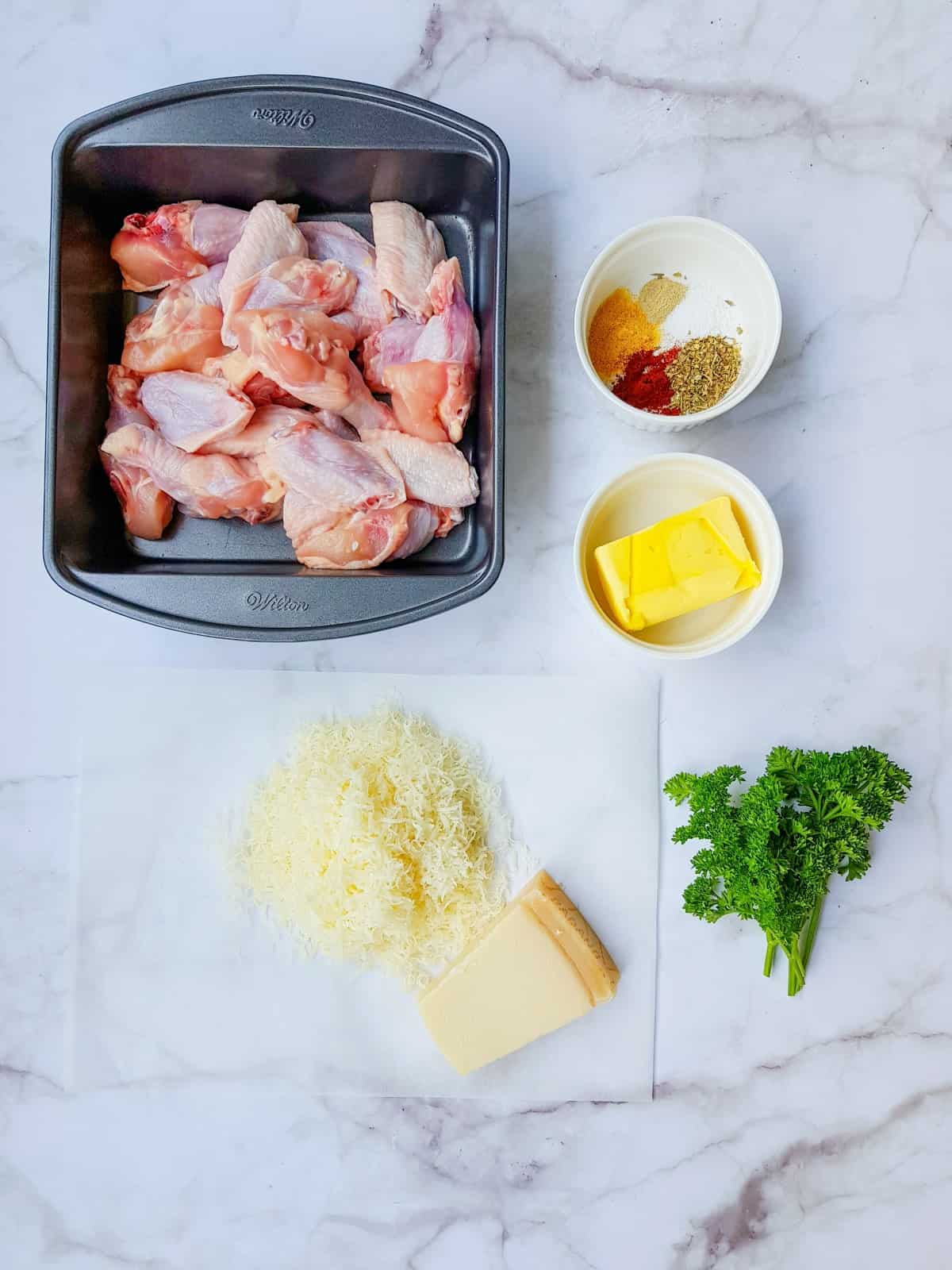 Ingredients for Baked Garlic Parmesan Chicken Wings