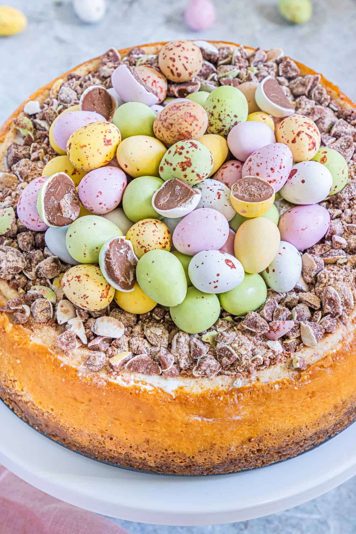 Close up of an Easter Egg Instant Pot Cheesecake