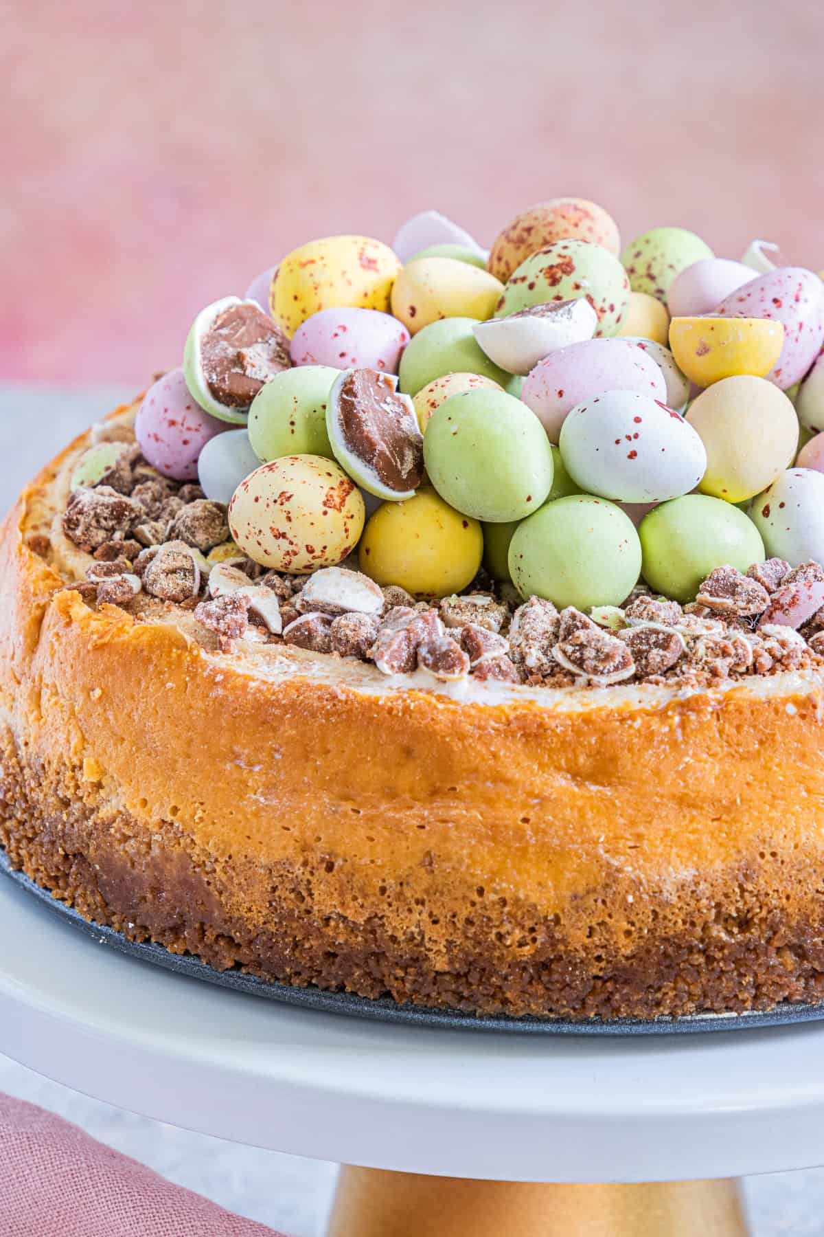 Close up of an Easter Egg Instant Pot Cheesecake
