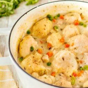Chicken and Dumplings cooking in a large pot