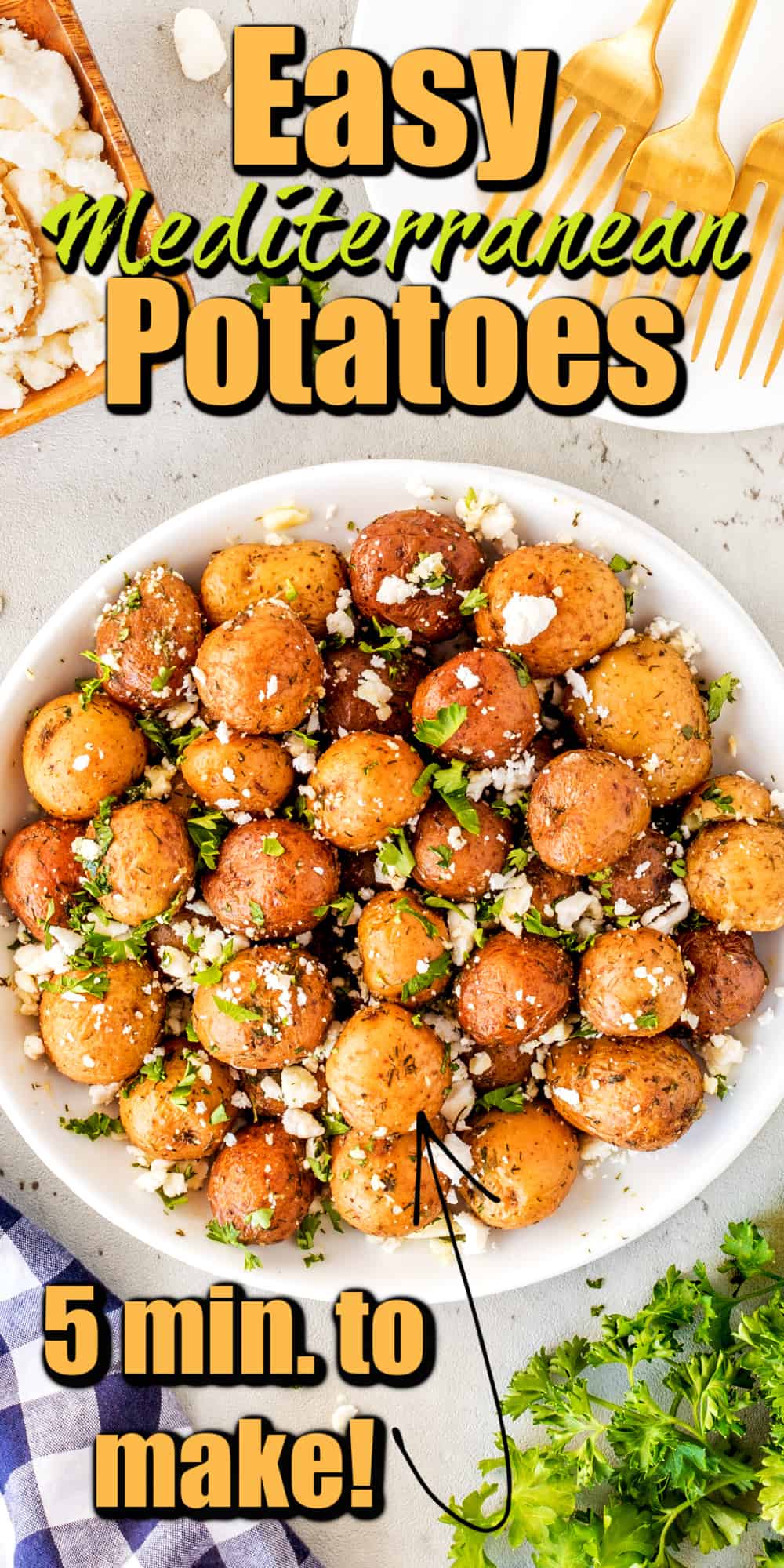 Easy Lemon Feta Mediterranean Potatoes Pin