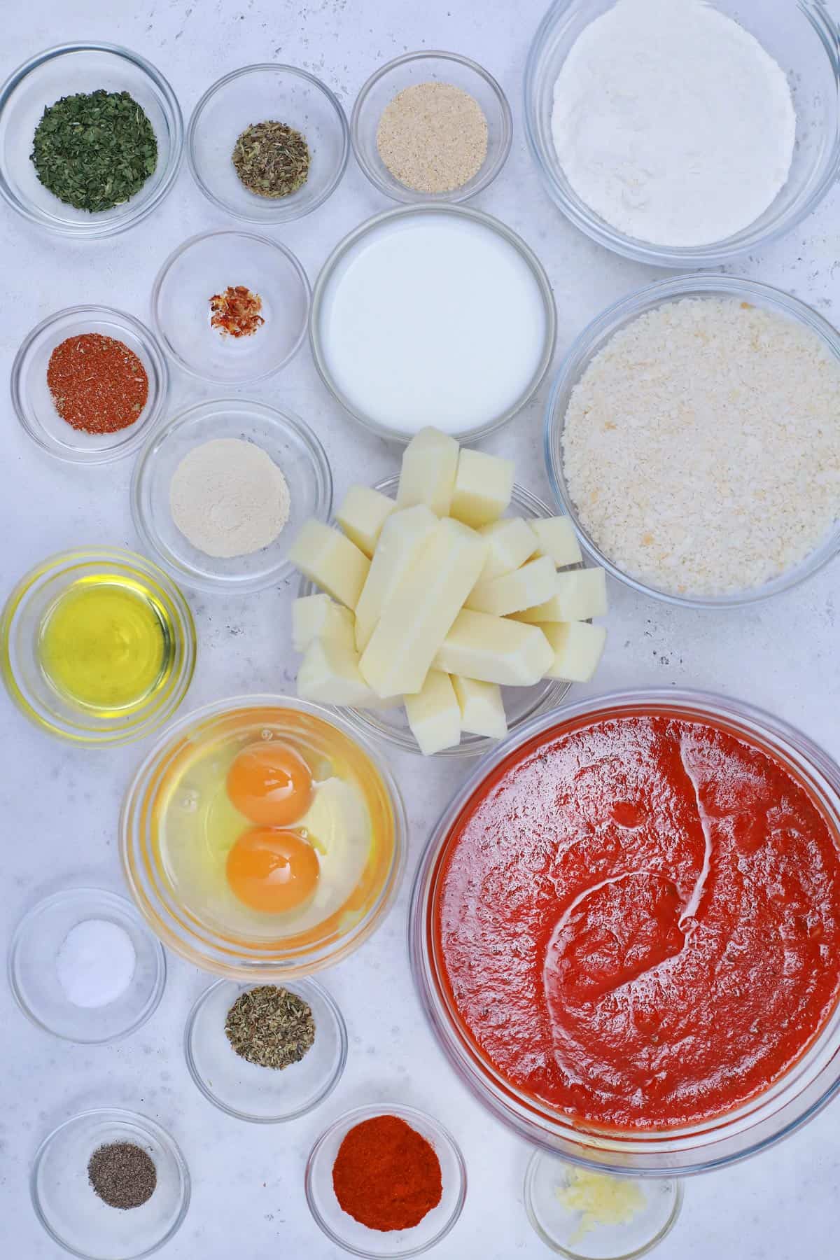 Ingredients for mozzarella cheese sticks