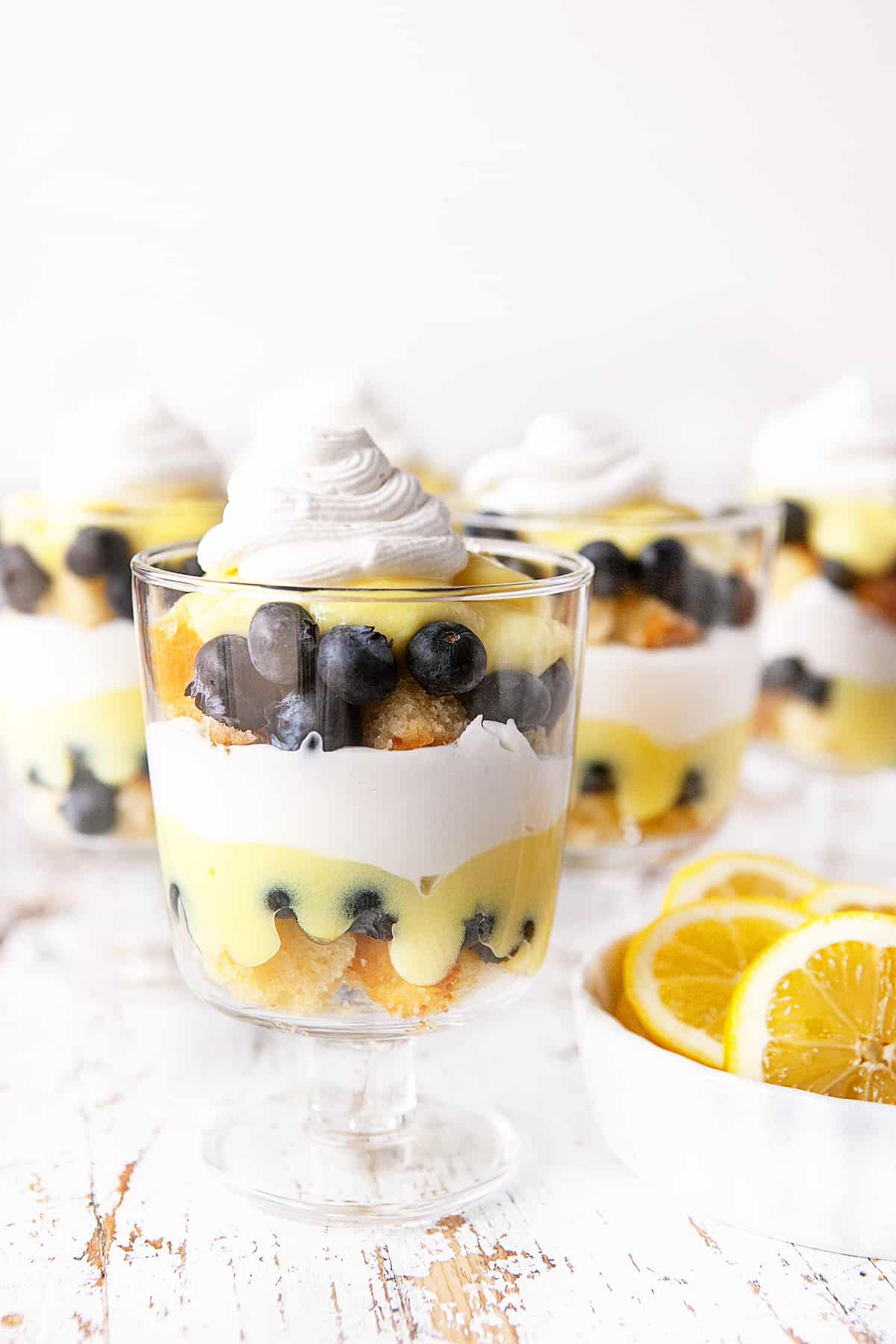 Glasses of Lemon Blueberry Trifle