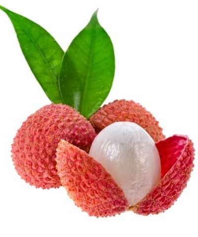 Lychee fruit with one opened