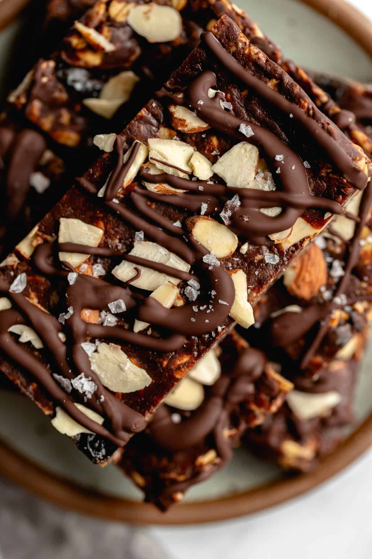 Closeup of chocolate granola bars